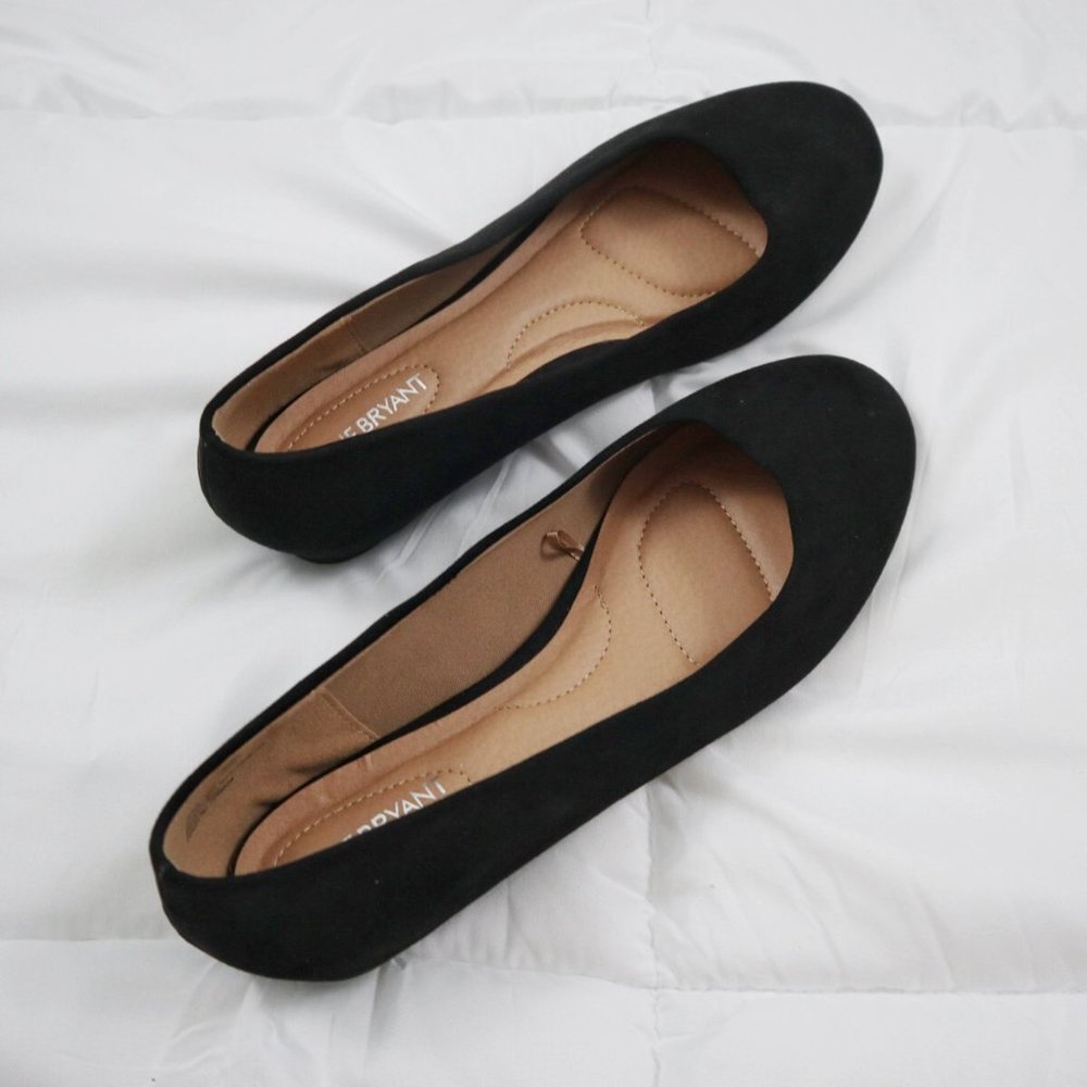 Lane Bryant Basic Black Flats Size 11 Like New